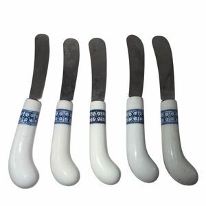 Vintage Porcelain Butter Cheese Spreader Knives Set of 5 Kitchen Accessories